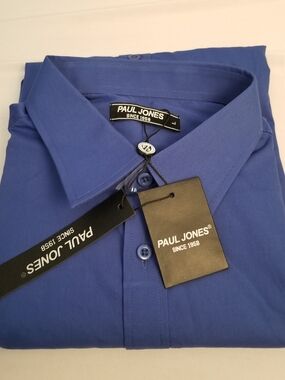 NWT PAUL JONES Shirt Mens Size L Button Up Blue  Long Sleeve